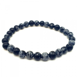 Bracelet Obsidienne Neige (perles 6mm)